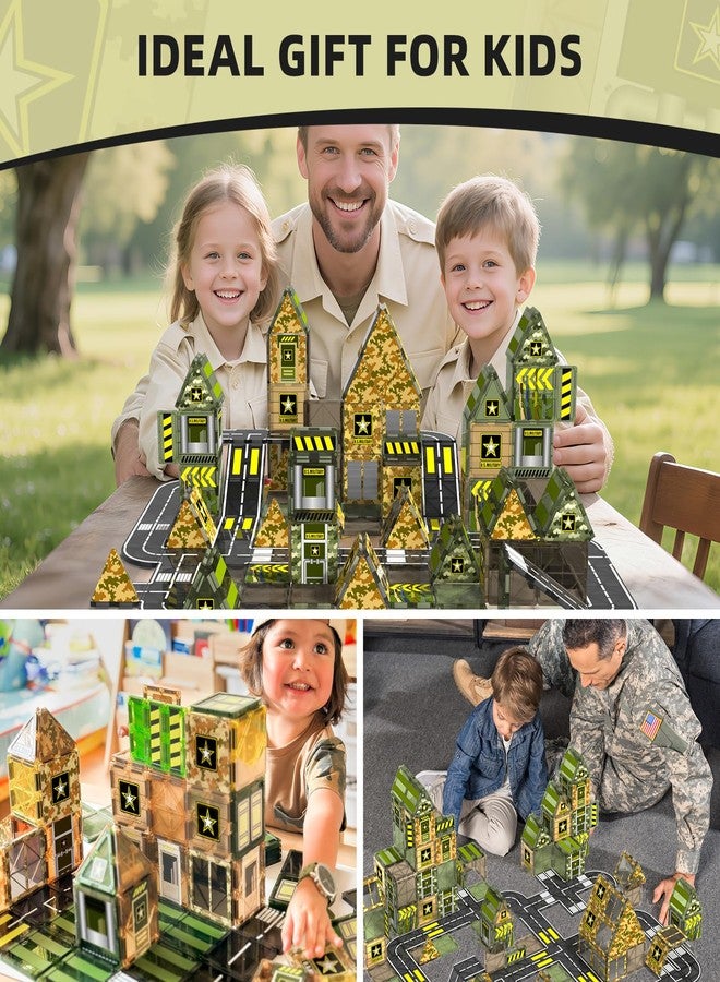GobiDex Magnetic Tiles Army Toys, Military Magnetic Building Blocks for Kids 3-5 4-8 Girls Boys Toys Age 4-6 6-8, STEM Sensory Army Men Toddler Birthday Gifts for 3+ Year Old Kids Toy - Image 2